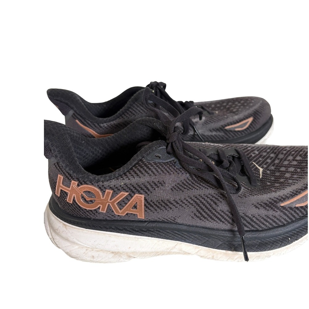 Hoka Clifton 9 Black Rose Gold Running Shoes Womens Size 7 1127896-BRG